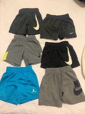 Nike Kids Athletic Shorts Pack - Black, Gray, Blue, Lime Accent